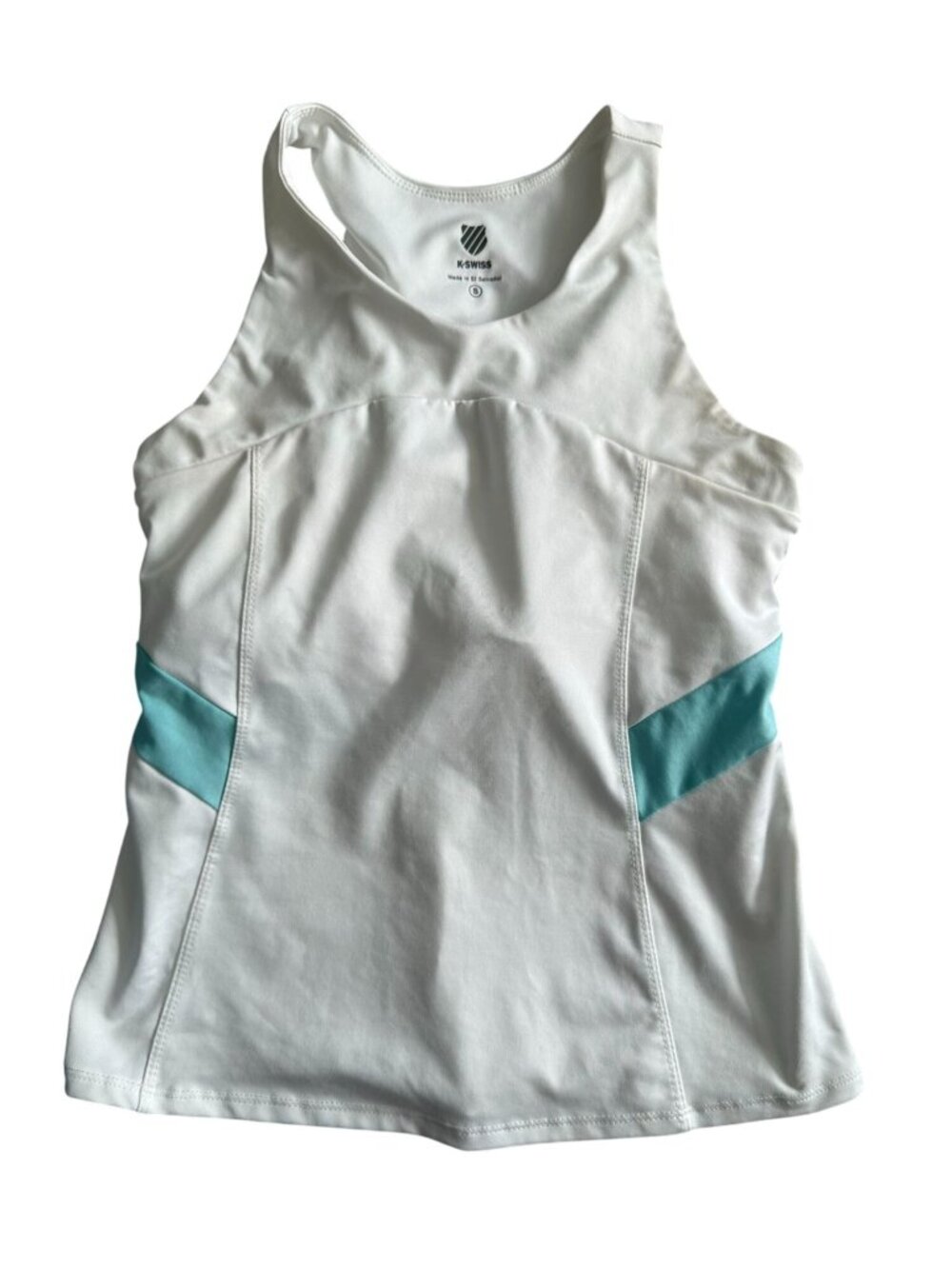K SWISS Women’s White Blue Workout Tennis Tank Top Size Small